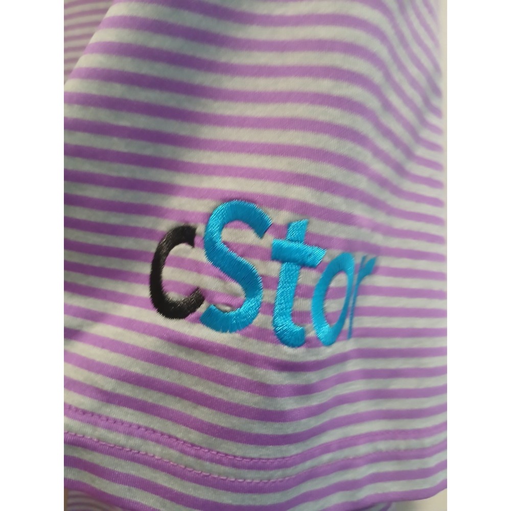 FootJoy Polo Shirt Mens L Purple Striped Performance Logo - Picture 3 of 7